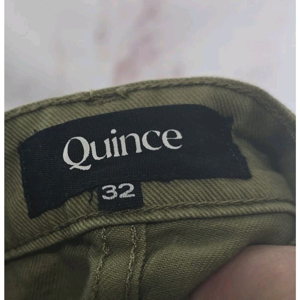 Quince Jeans Womens 32 Green High Rise Wide Leg Crop Pants Twill Olive - Picture 3 of 13